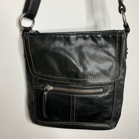 Fossil black leather crossbody bag medium size - Picture 4 of 9